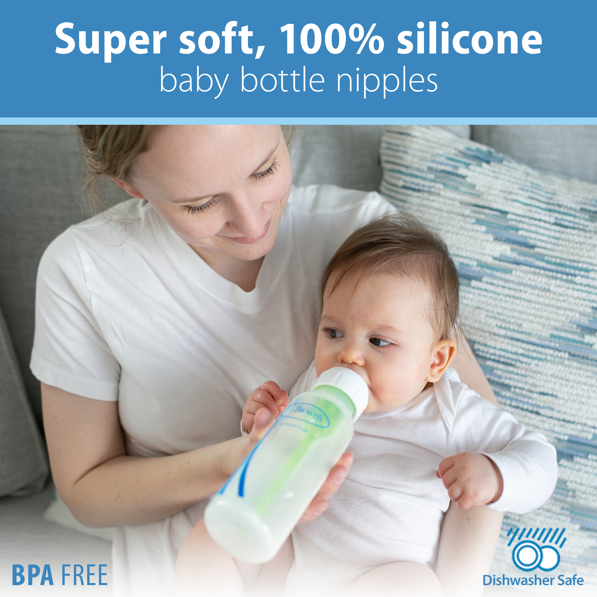 Dr. Brown's Natural Flow Narrow Baby Bottle Silicone Nipple, Level Preemie, 2-Pack